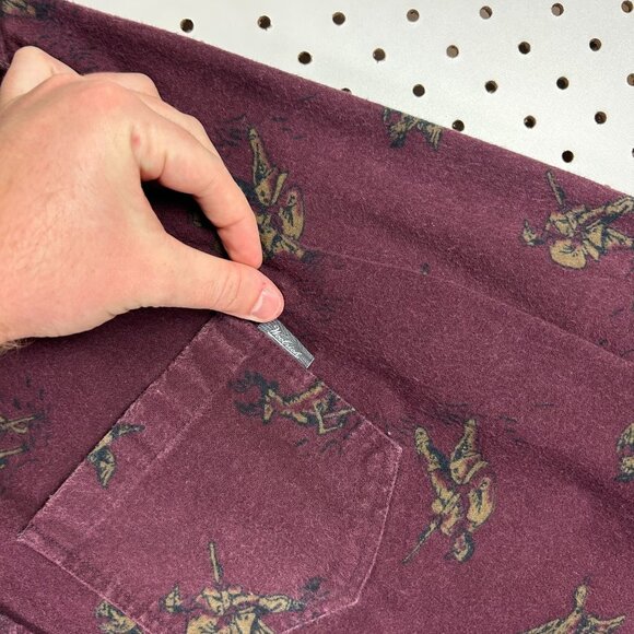 Woolrich Flannel Hunting Long Sleeve Shirt Size XL Maroon Deer Bird Hunting Men - Picture 3 of 7